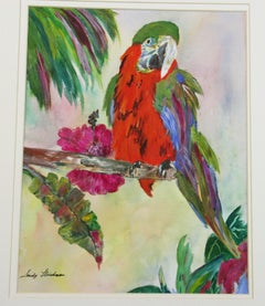 Modern Colorful Parrot Acrylic on Paper Animal Painting