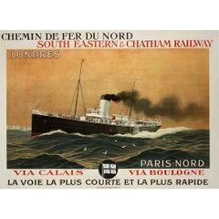 CIRCA 1920 Reiseplakat von Sandy Hook - South Eastern & Chatam Railway - Paris