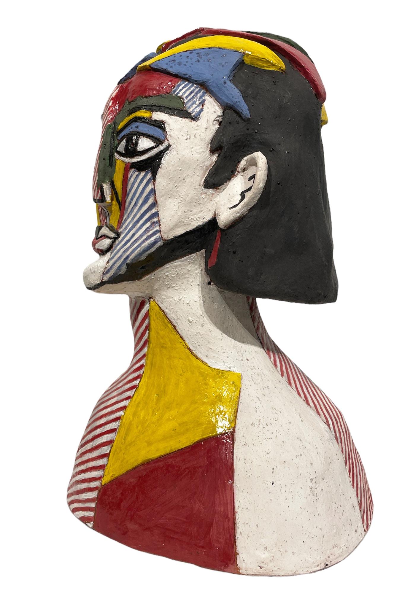 Lichtenstein's Portrait of a Woman - Ode to Roy Lichtenstein, Hand Built Ceramic - Contemporary Sculpture by Sandy Kaplan