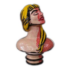 Lichtenstein's Woman: Sunlight - Hand Built Ceramic Bust After Roy Lichtenstein 