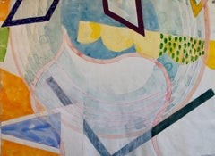 Peinture abstraite moderniste colorée technique mixte faite à la main