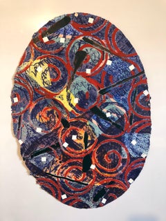 Abstrakter modernistischer farbenfroher Mixed Media-Kunst-Raumteiler auf handgeschöpftem Papier 6/20