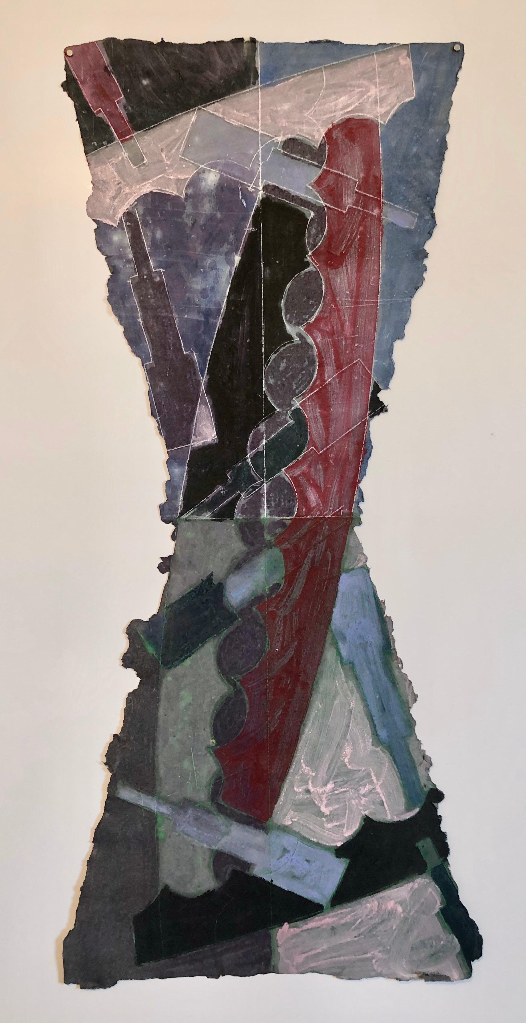 Abstract Modernist Colorful Mixed Media Monoprint Screen-print Handmade Paper - Abstract Expressionist Print by Sandy Kinnee