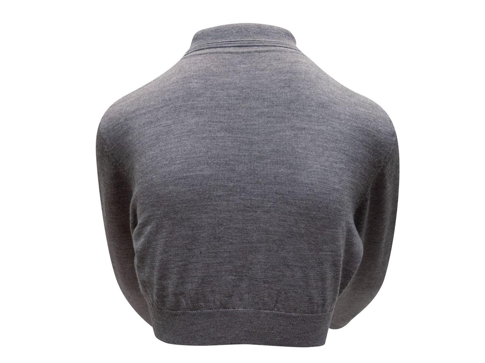 Women's Sandy Liang Grey Cropped Merino Wool Polo Sweater