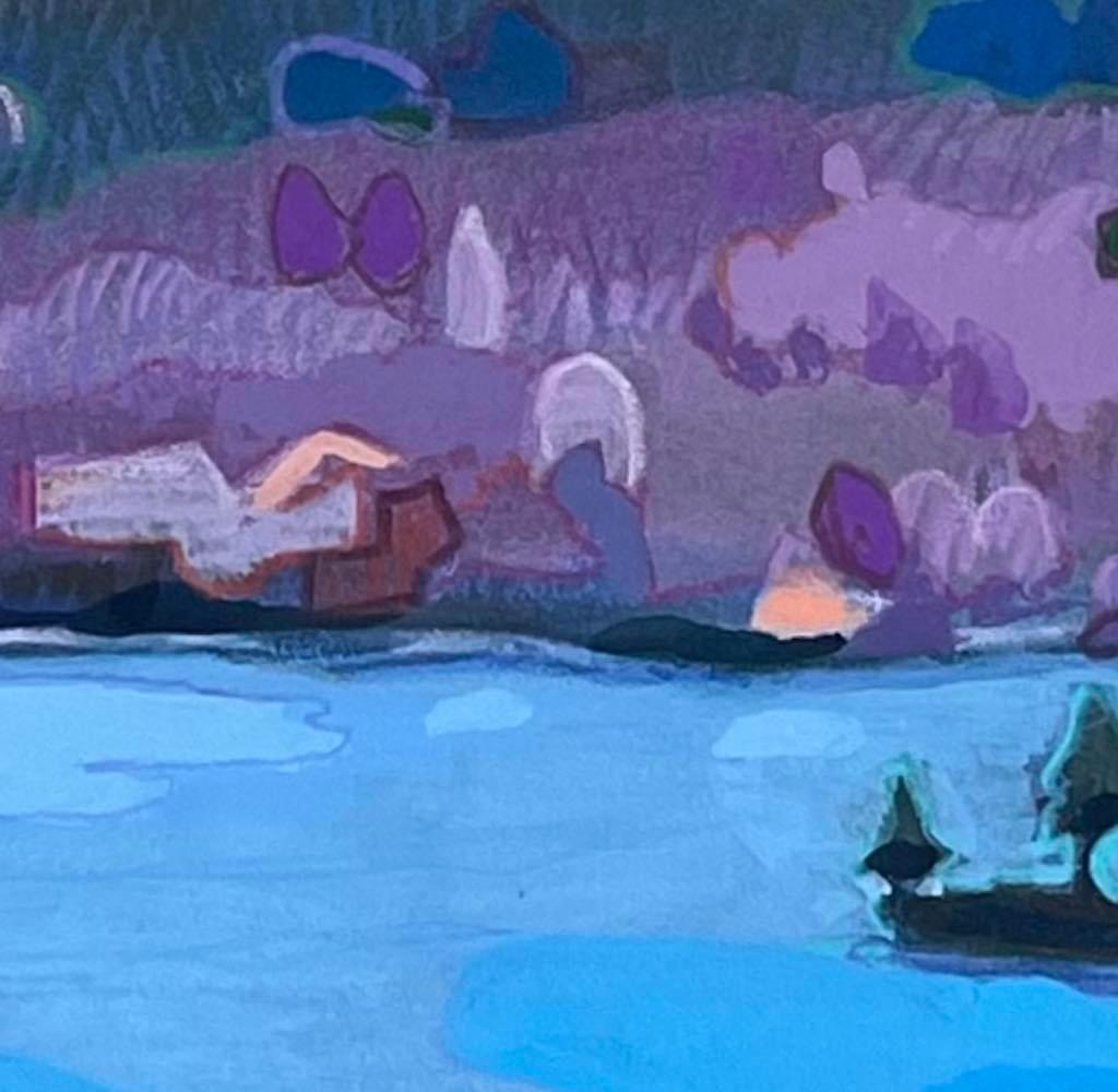 Lake Ling - Blue Landscape Painting by Sandy Litchfield