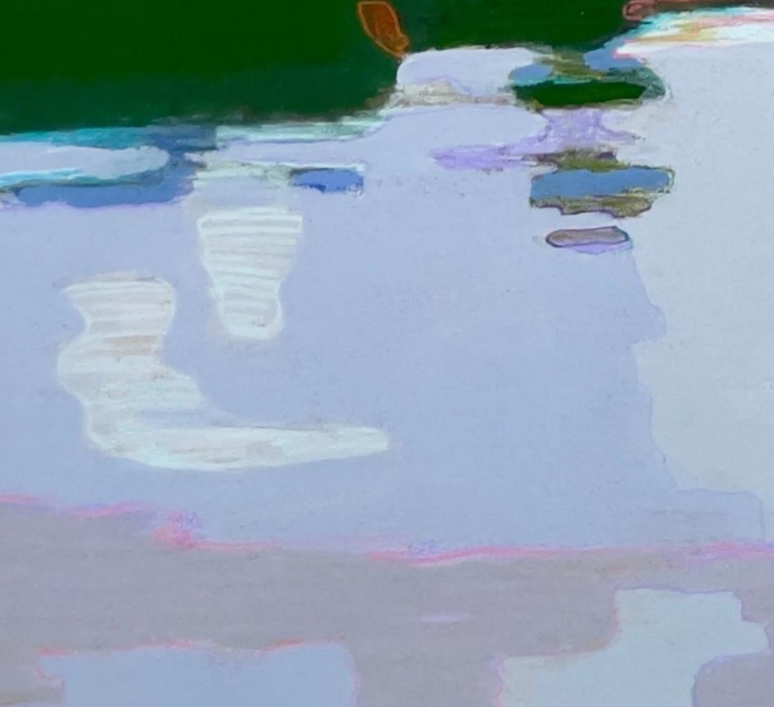 Lingerlin, Contemporary Impressionist Reflective Landscape, 33 x 26 in., framed For Sale 1