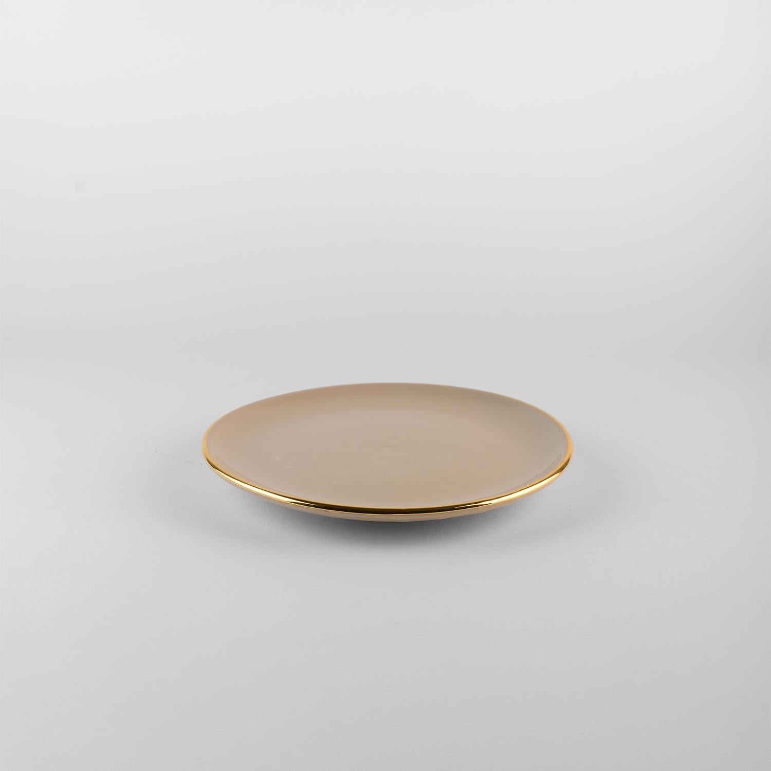 Platos de arena borde dorado: Sopa, soporte, plato auxiliar para 4. Hecho a mano en Italia 2024 Italiano en venta