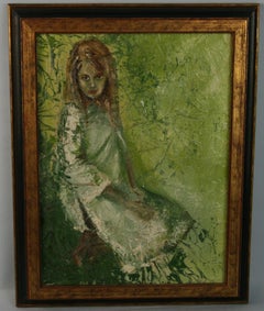 Modern Young Woman Figurative Oil on canvas 1960
