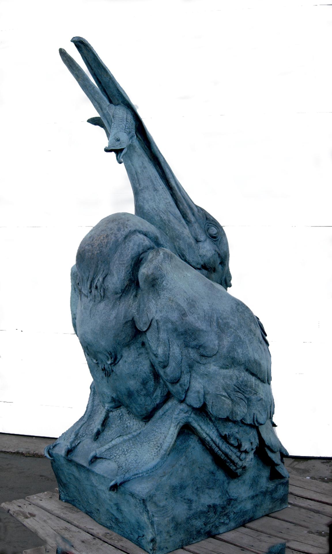 Sandy Scott Still-Life Sculpture - Artful Angler, 76" high bronze