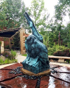 Artful Angler, 76" high bronze