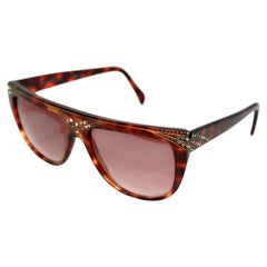 Sanford Hutton Tortoise Sunglasses With Rhinestone Accents circa 1980s