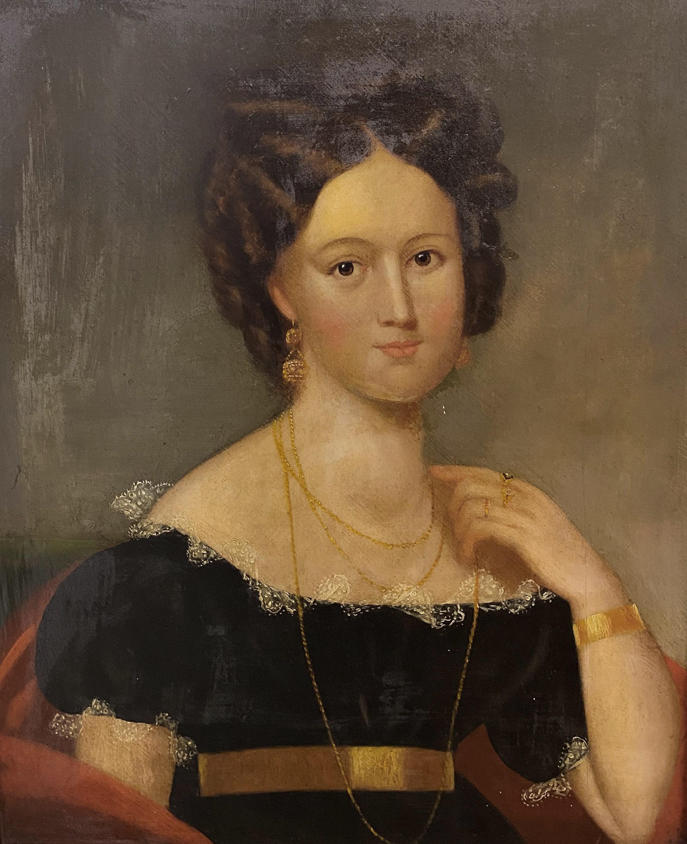 Portrait of Angelica Singleton Van Buren - Painting by Sanford Mason