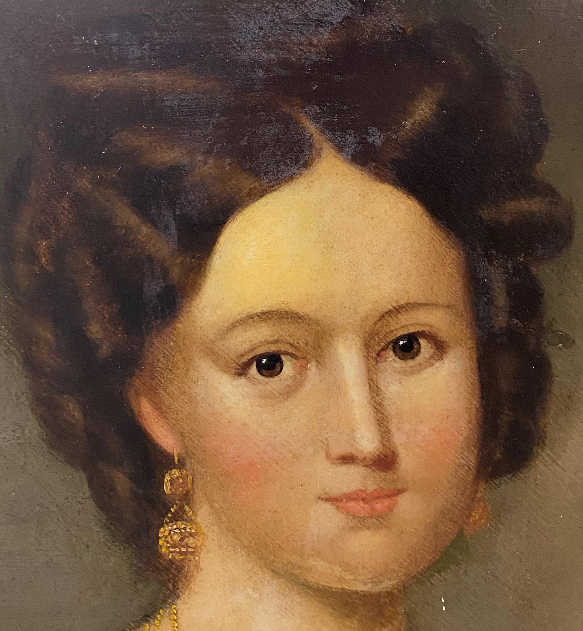 Retrato de Angelica Singleton Van Buren - Portrait Painting Marrón de Sanford Mason