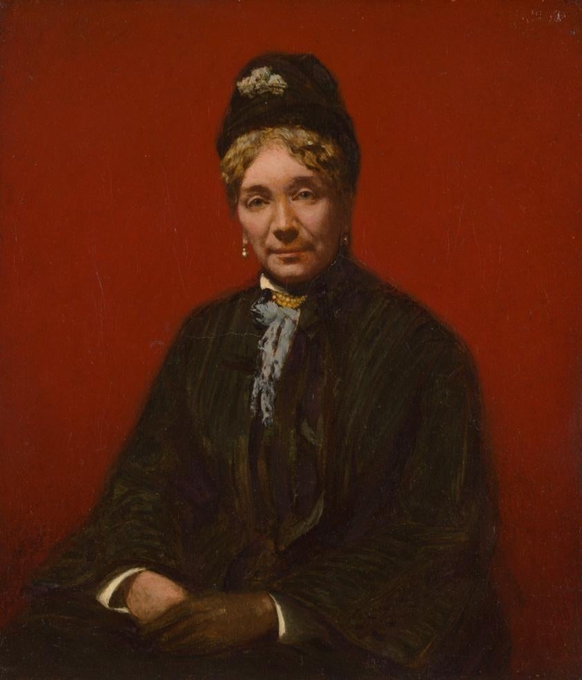Sanford Robinson Gifford (Amerikaner 1823-1880)

Ein seltenes Porträt von Mrs. Sanford Robinson Gifford (Mary Cecelia Gifford) 

"Die Frau des Künstlers"

Öl auf Papier, auf Leinwand aufgezogen, gemalt 1878, 2 Jahre vor seinem Tod. 

In originalem