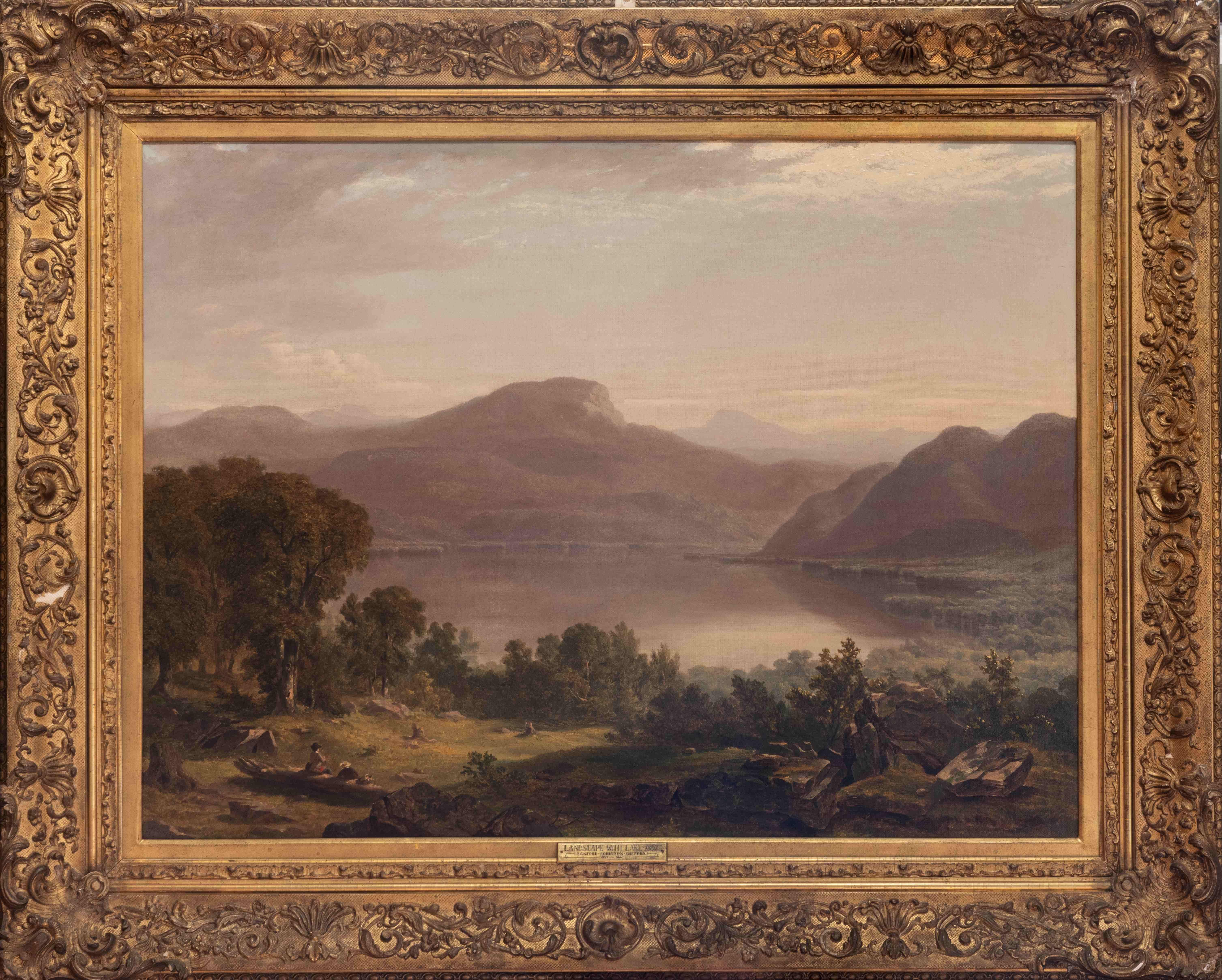 Landscape with Lake, 1852 - Painting by Sanford Robinson Gifford