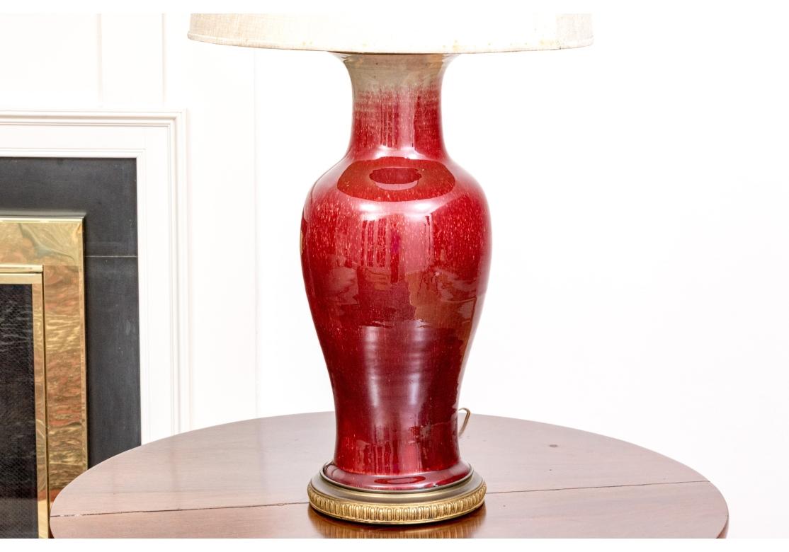 Metal Sang-de-Boeuf Baluster Form Vase Mounted As A Lamp For Sale