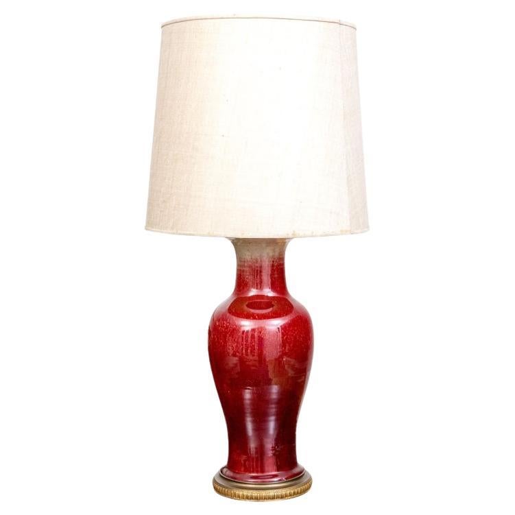 Vaso a balaustro Sang de Boeuf montato come lampada