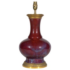 Sang de Boeuf Chinese Antique Table Lamp with French Gilt Mounts