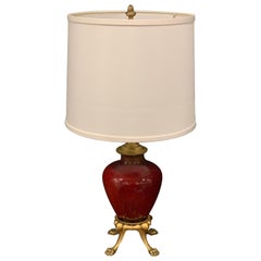 Sang de Boeuf, Ormolu Mounted Vase, by Rookwood 1936, now as a Lamp, Light Glaze