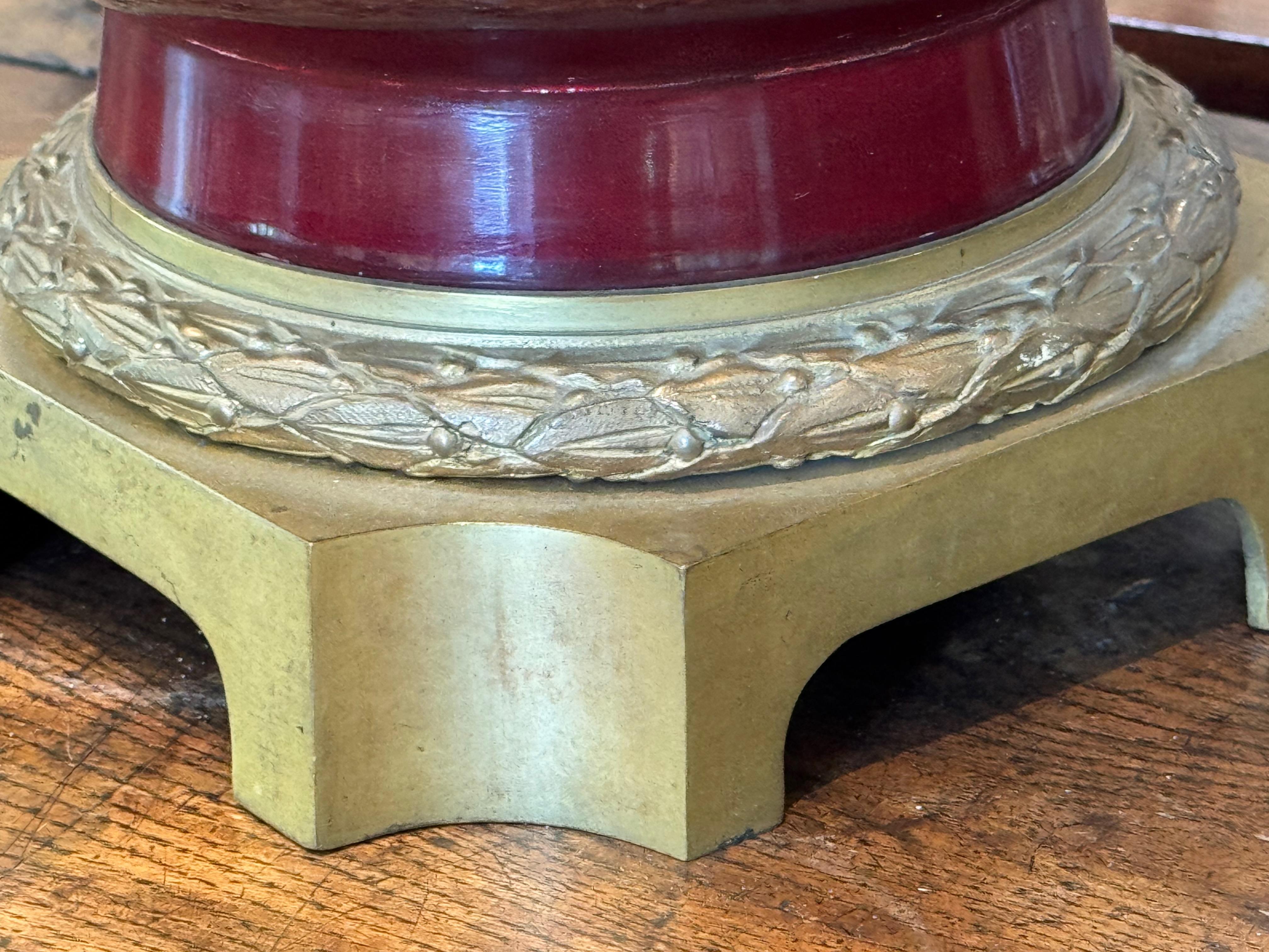 Sang De Boeuf Glazed Lamp on Brass Base For Sale 4
