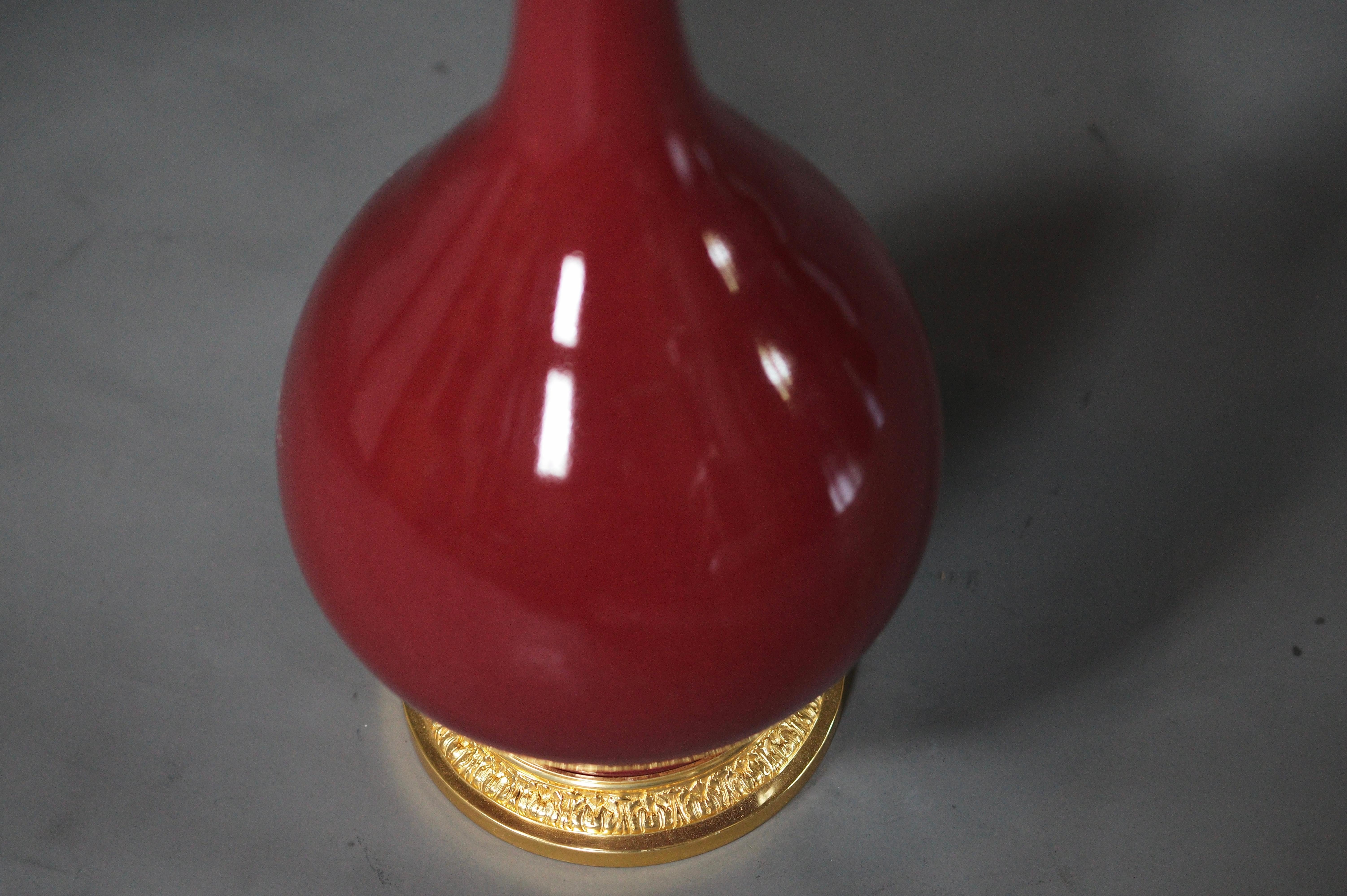 Lámparas de porcelana Sang de Boeuf en Excelente estado para la venta en New York, NY