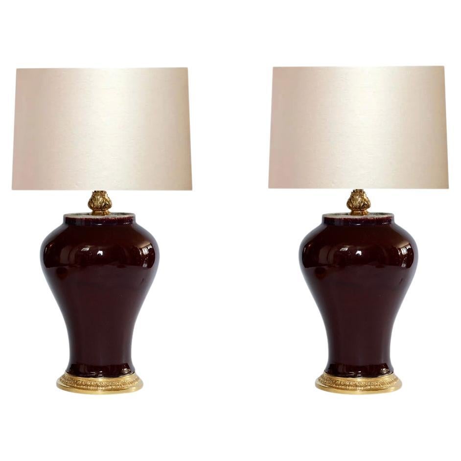 Sang De Bouef Porcelain Lamps  For Sale