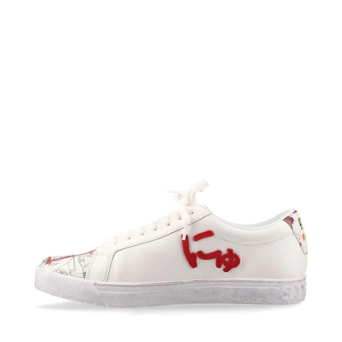 Uomo Sangacio x Basquiat Sneaker in pelle bianca in edizione limitata in vendita
