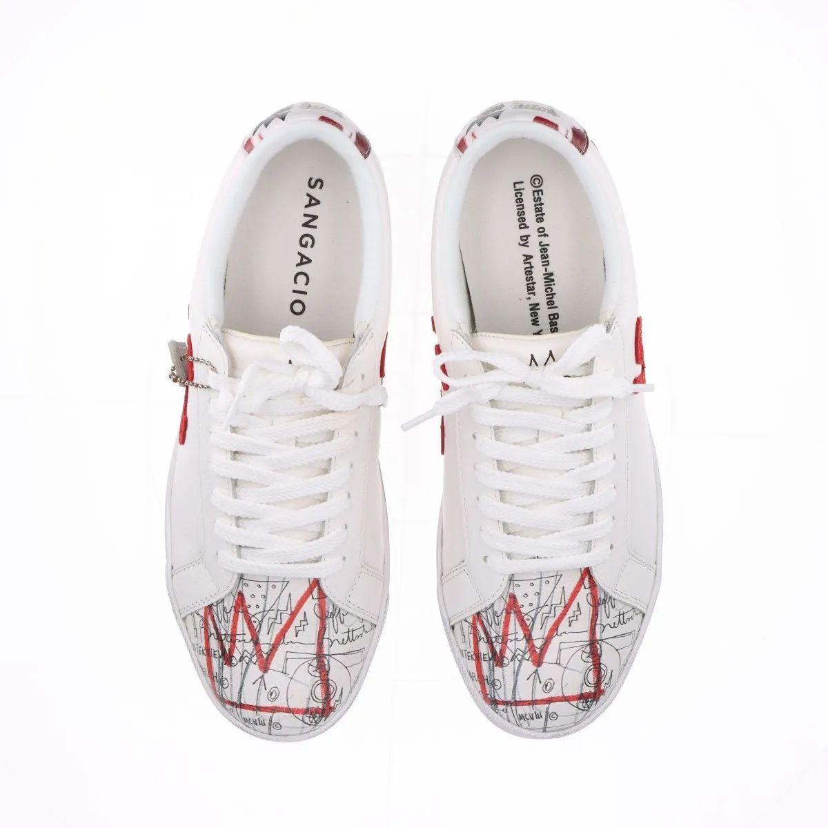 Sangacio x Basquiat Sneaker in pelle bianca in edizione limitata in vendita 3