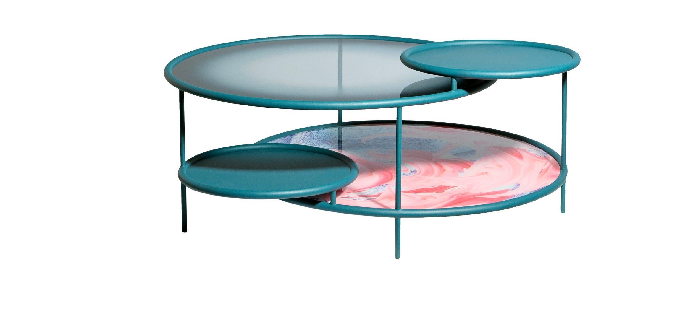 Sangaku Coffee Table Blue Colour And Painted Steel By Driade In New Condition For Sale In Beverly Hills, CA