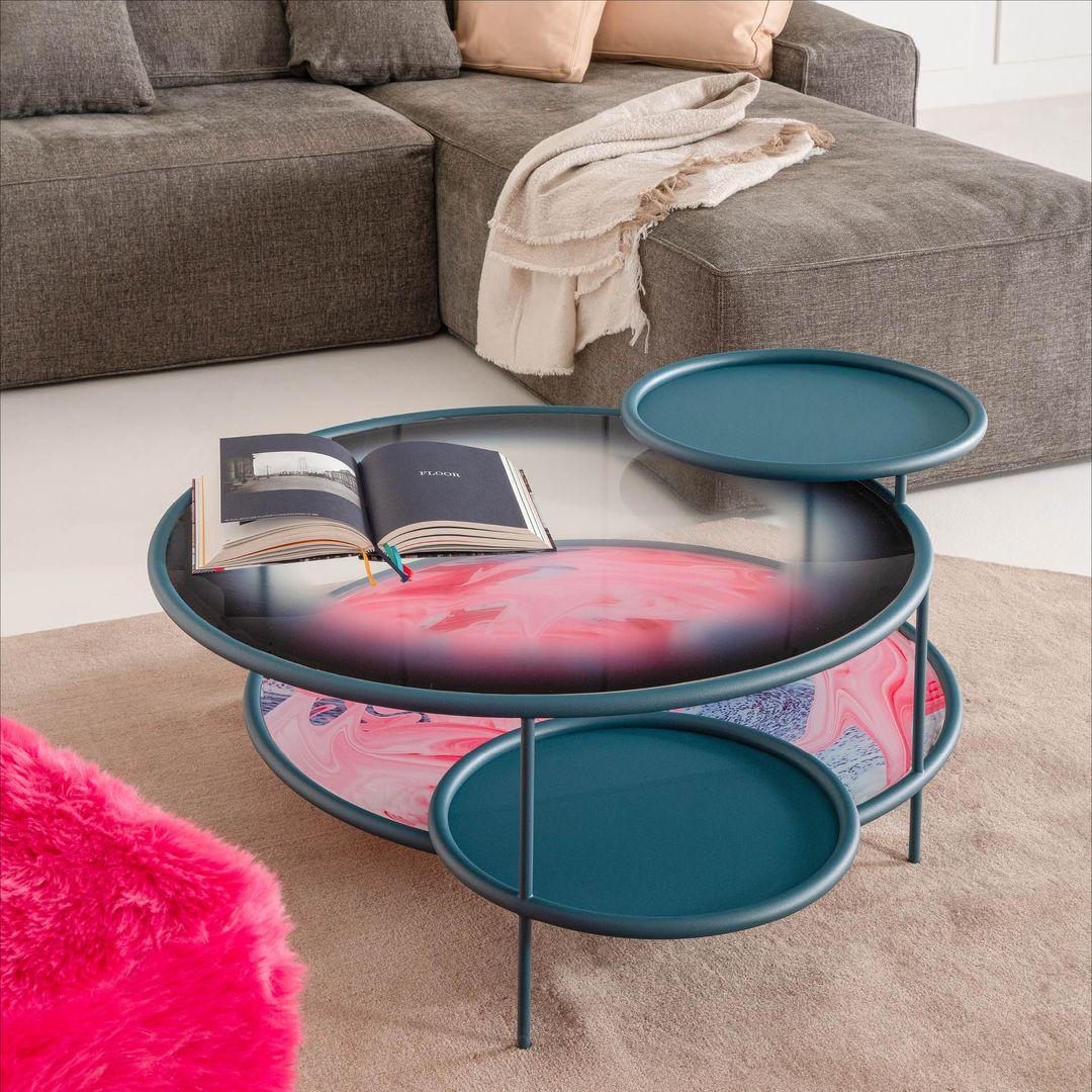 Sangaku Coffee Table Blue Colour And Painted Steel By Driade For Sale 3