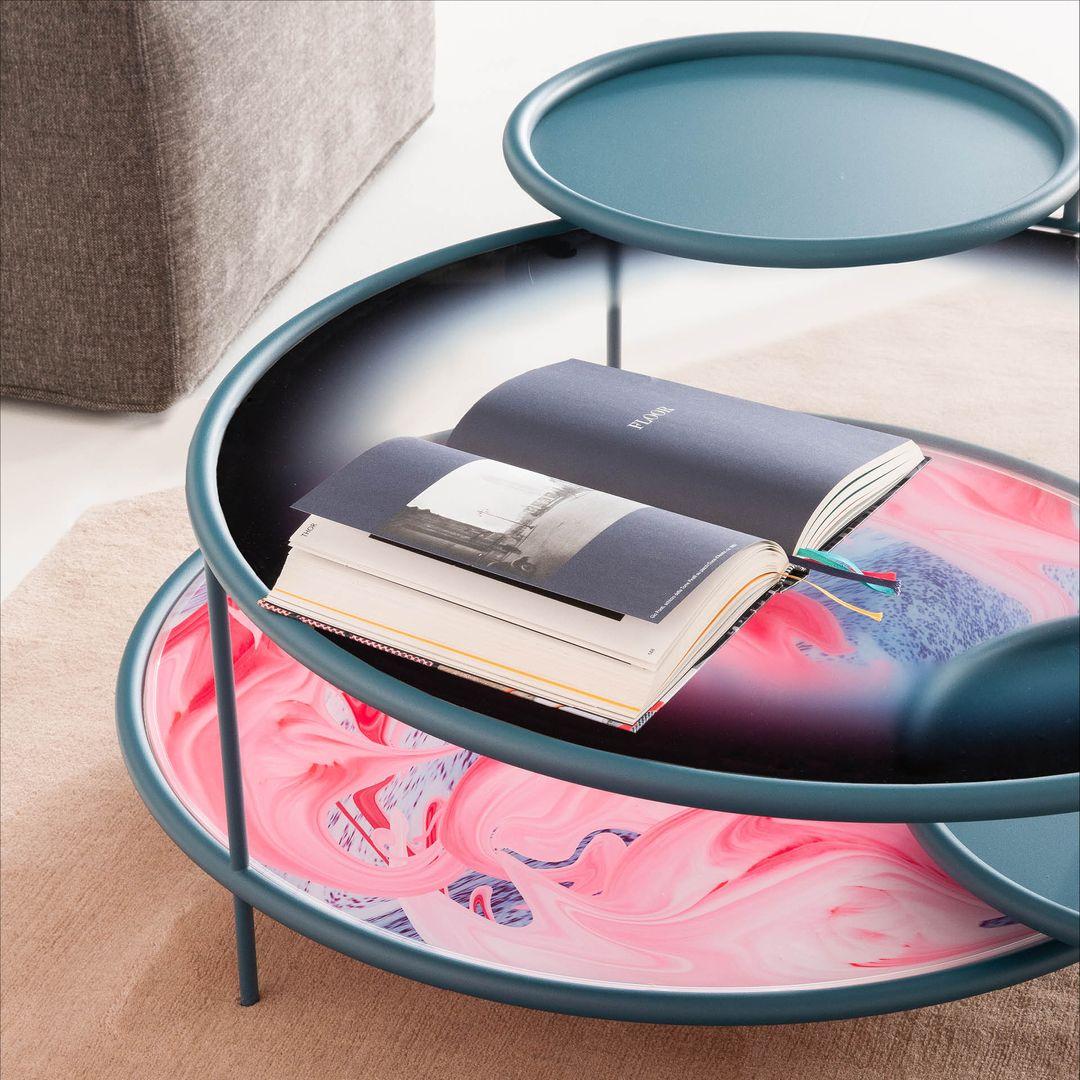 Sangaku Coffee Table Blue Colour And Painted Steel By Driade For Sale 4