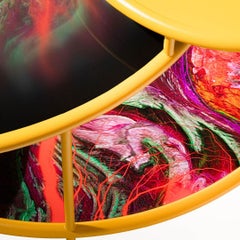 Tavolino Sangaku di colore giallo e acciaio verniciato di Driade