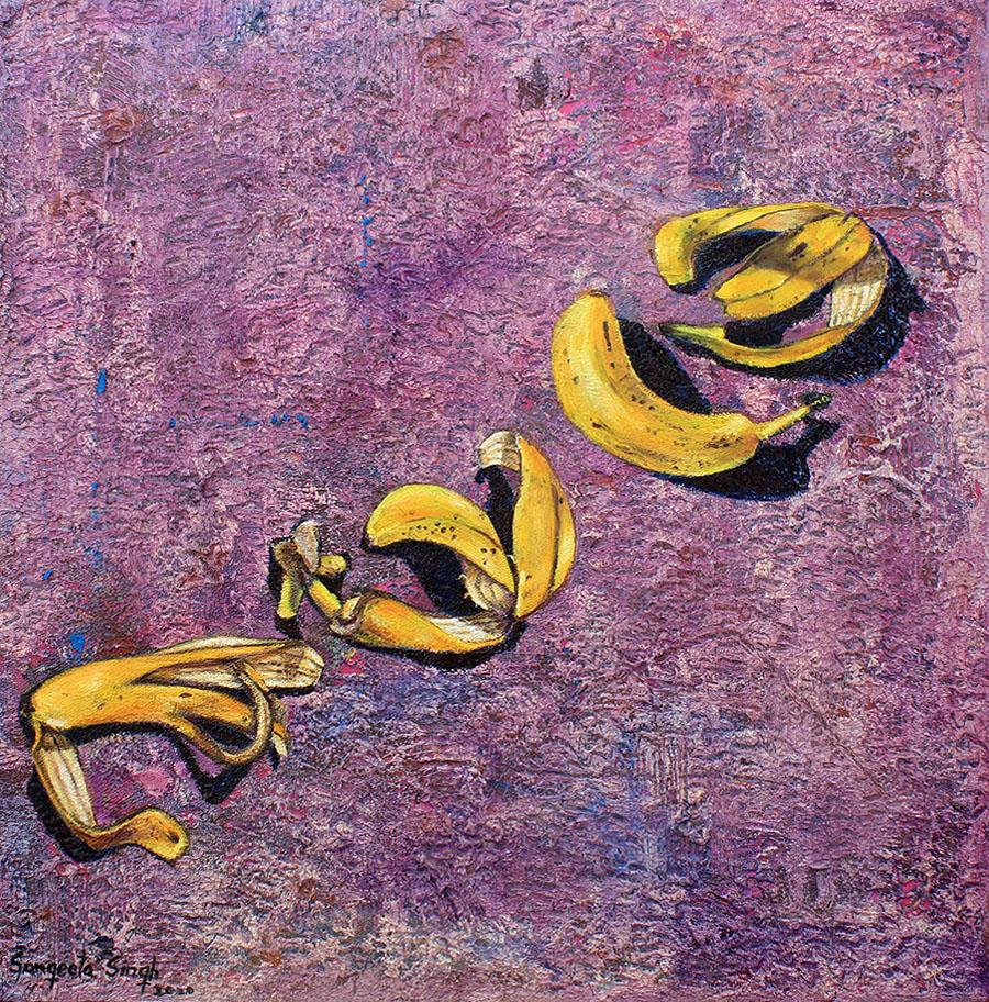 Dance of Delight, Acryl & Öl auf Leinwand von Contemporary Indian Artist-In Stock