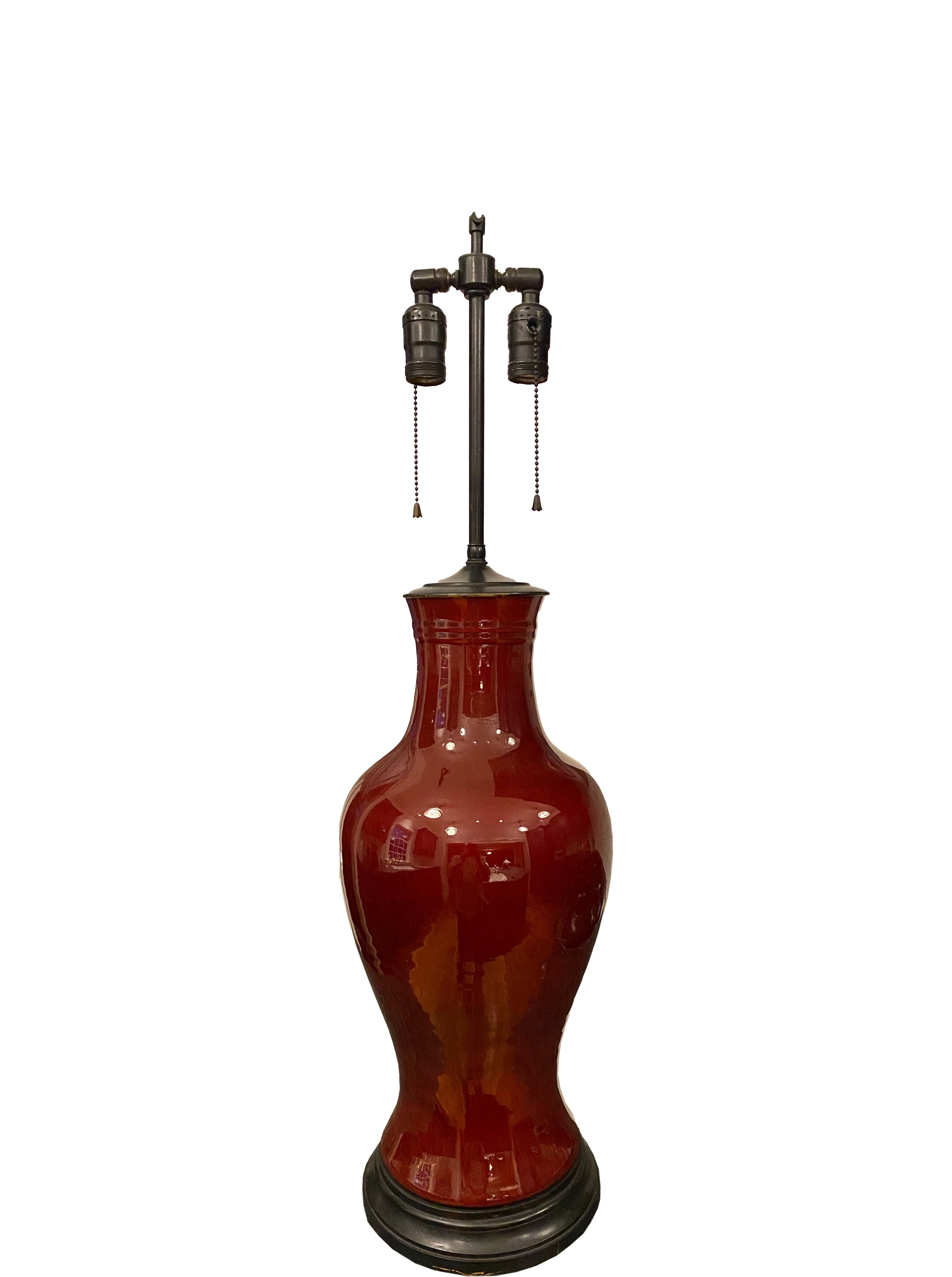 Chinese Sangre De Boeuf Lamp For Sale