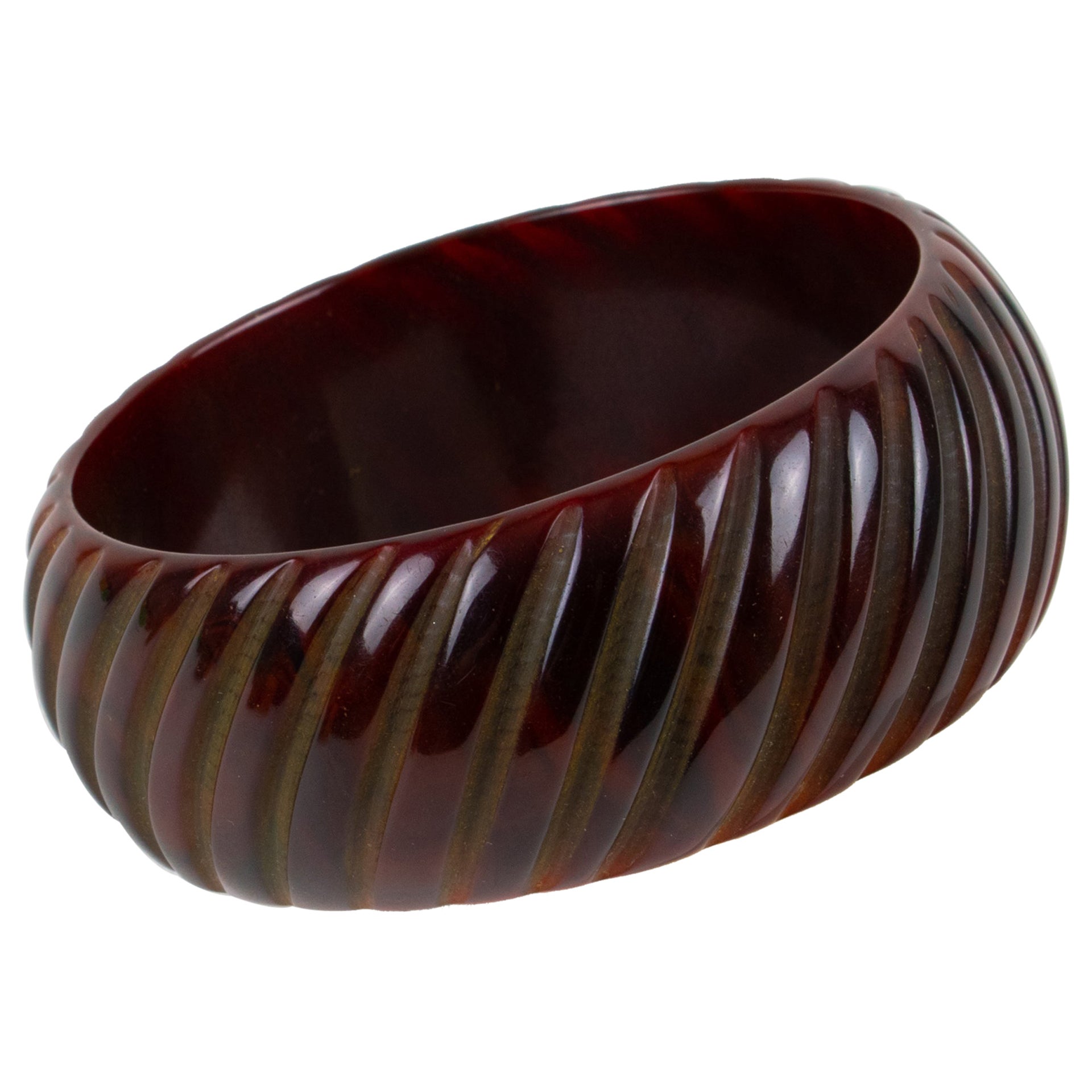 Sangria Bakelite Bracelet Bangle with Geometric Carving
