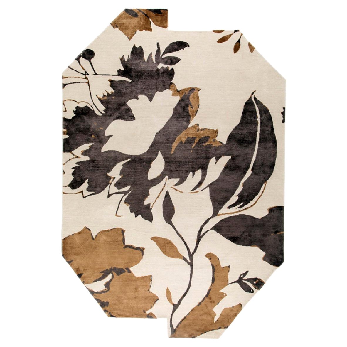 "Sangria" Contemporary Odd Shape Teppich aus Himalaya Wolle & Seide