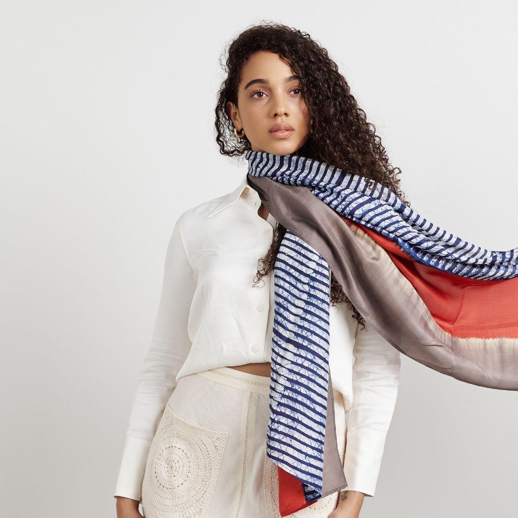 indigo silk scarf