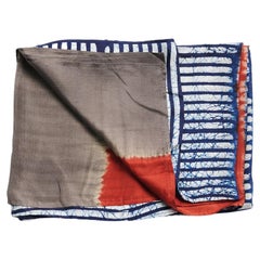 Écharpe en soie Sangria rouge indigo et nuances de marron, fabriquée à la main par des artisans