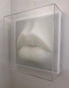 "KISS" - Straws, acrylic painted backing, plexiglas (White)