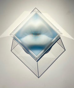 Sculpture murale contemporaine pop art en 3D "Blue DESIRE" Pailles, acrylique, plexiglas