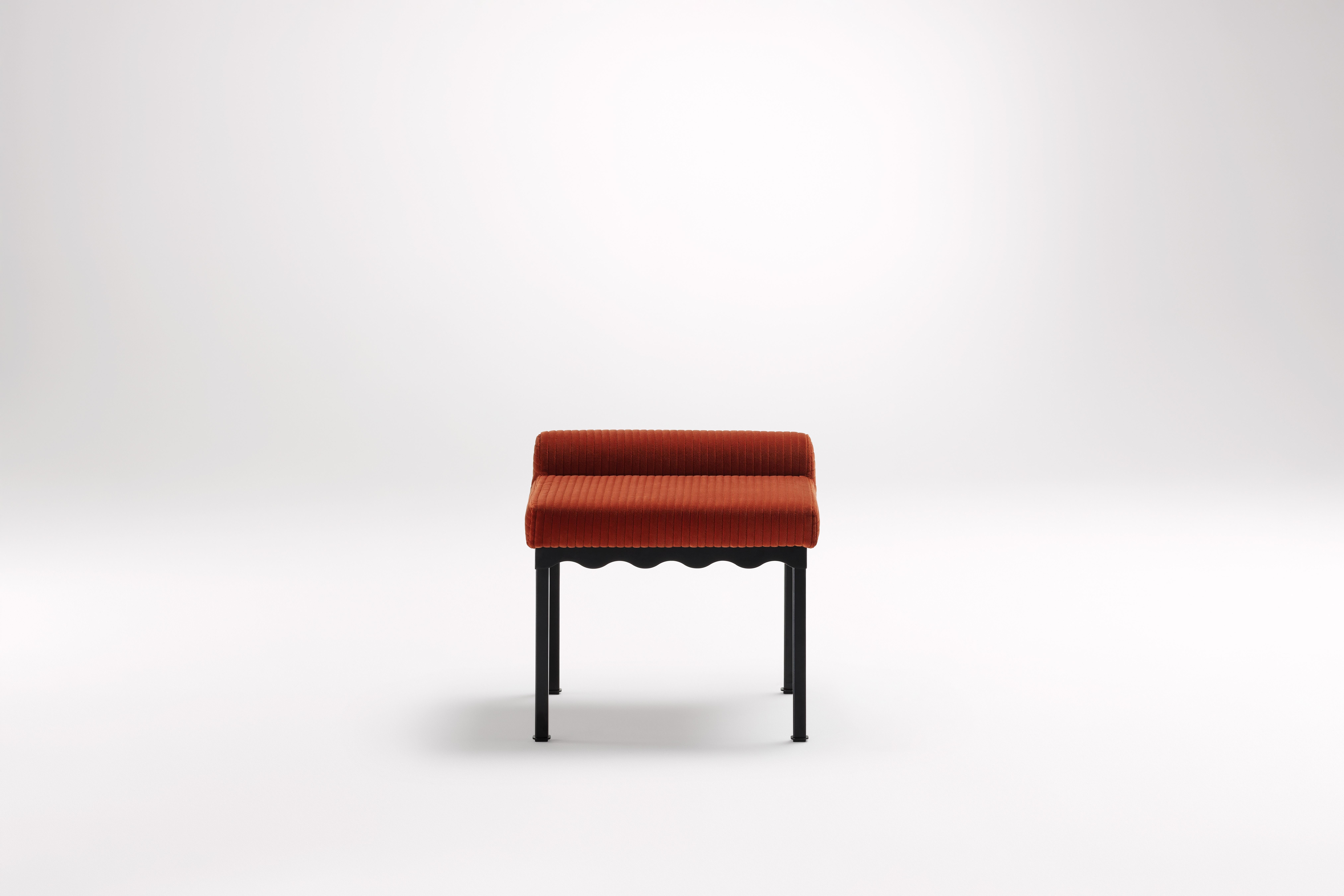 Sanguine Bellini 540 Bench by Coco Flip
Dimensions: D 54 x W 54 x H 52.5 cm
Materials: Timber / Upholstered tops, Powder-coated steel frame. 
Weight: 12 kg
Frame Finishes: Textura Black.

Coco Flip is a Melbourne based furniture and lighting design
