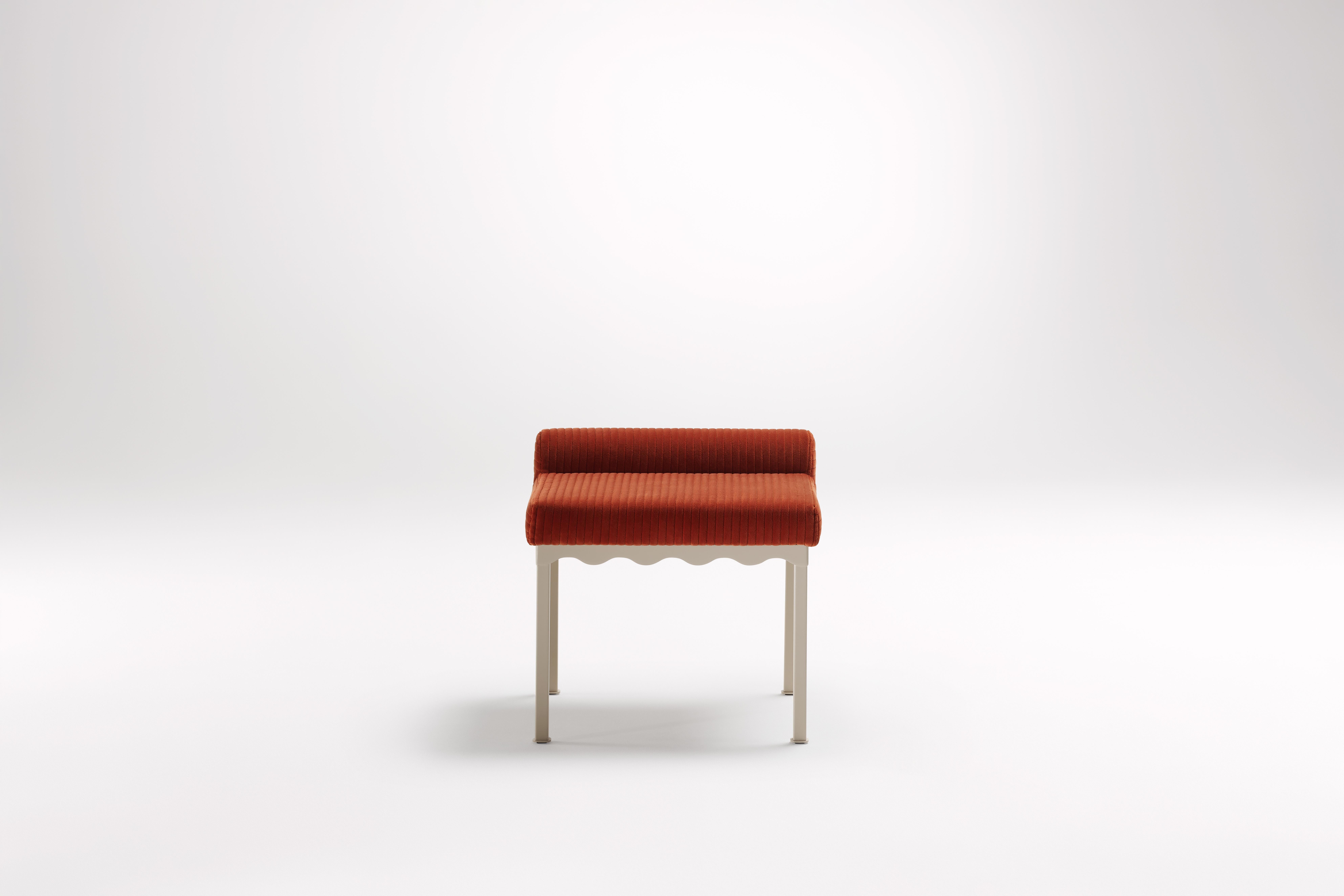 Sanguine Bellini 540 Bench by Coco Flip
Dimensions: D 54 x W 54 x H 52.5 cm
Materials: Timber / Upholstered tops, Powder-coated steel frame. 
Weight: 12 kg
Frame Finishes: Textura Paperbark.

Coco Flip is a Melbourne based furniture and lighting