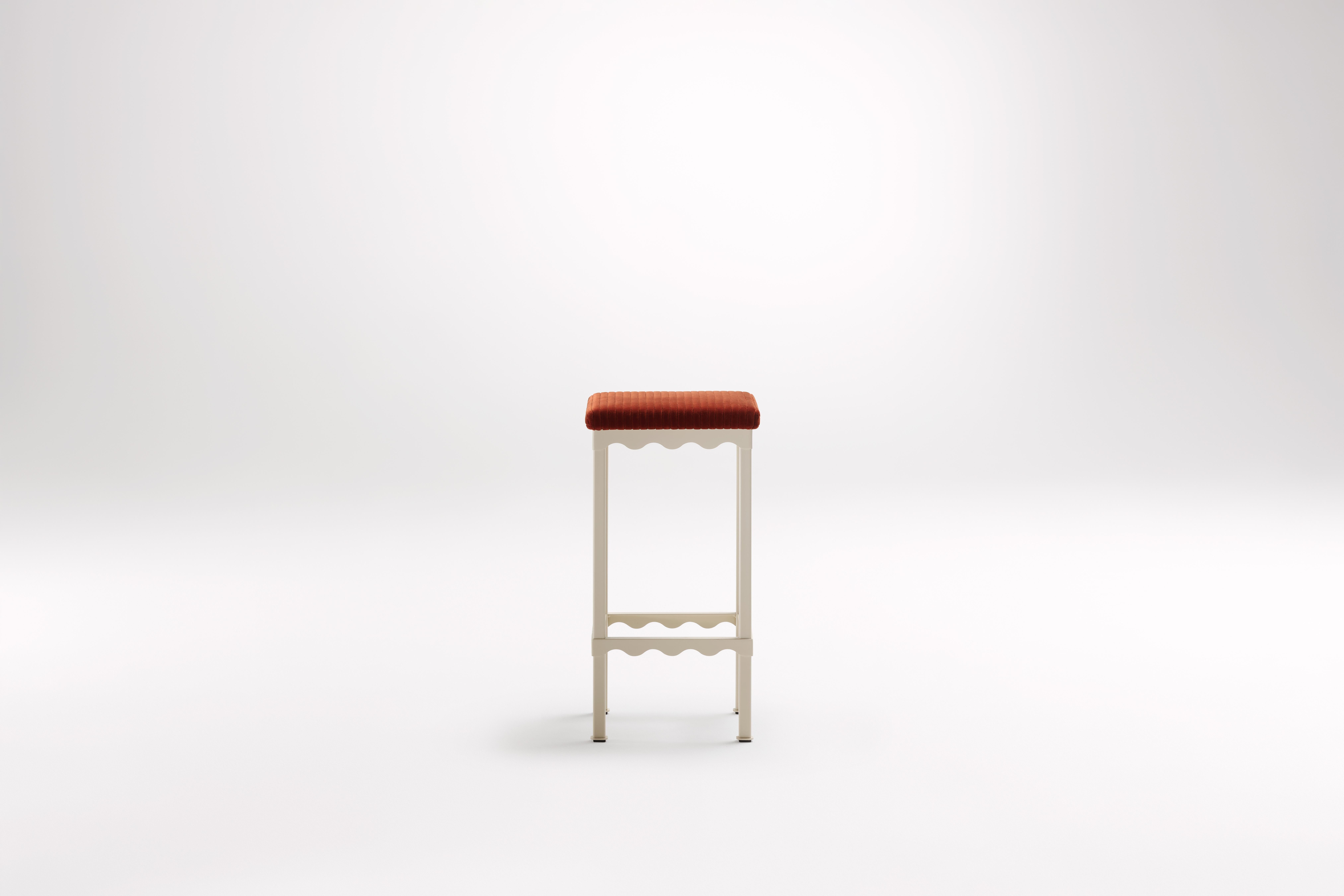 Sanguine Bellini High Stool by Coco Flip
Dimensions: D 34 x W 34 x H 65/75 cm
Materials: Timber / Stone tops, Powder-coated steel frame. 
Weight: 8kg
Frame Finishes: Textura Paperbark.

Coco Flip is a Melbourne based furniture and lighting design
