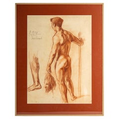 Antique Sanguine of Emile Bernard, Anatomical Drawing Recto and Verso
