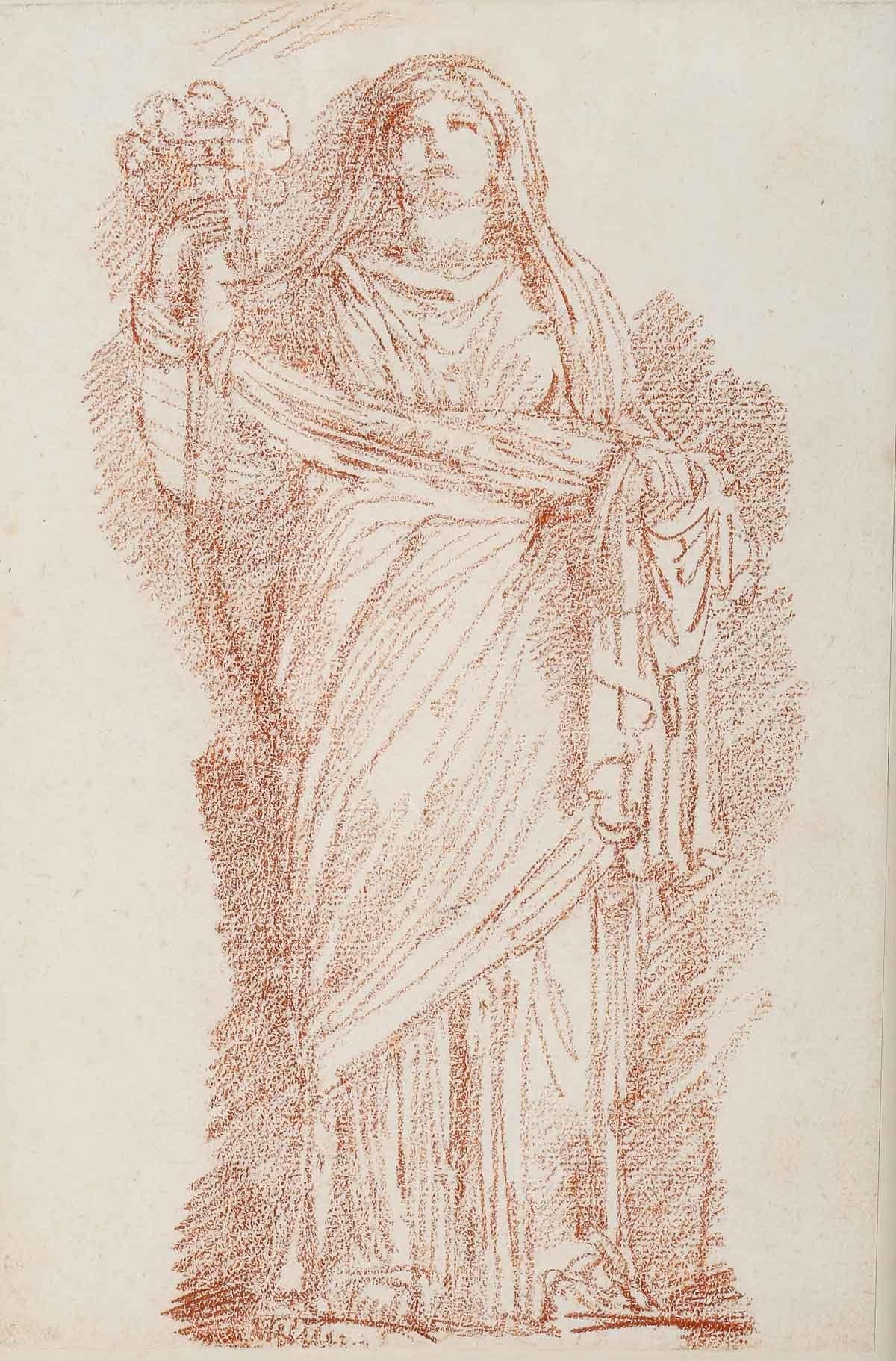 Sanguine on Paper by Jean Robert Ango (1710-1773), XVIIIth Century.

Sanguine, drawing of a woman with a bouquet of flowers, on framed paper from the 18th century by Jean Robert Ango .

Drawing: H: 27.8cm, W: 20.5cm
Framed: H: 36cm, W: 28cm, d: 1cm