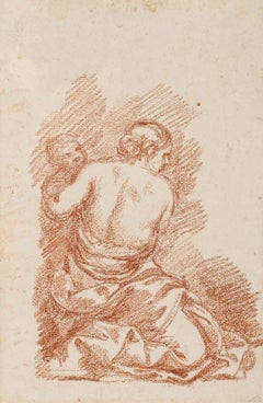 Sanguine on Paper by Jean Robert Ango (1710-1773), XVIIIth Century.