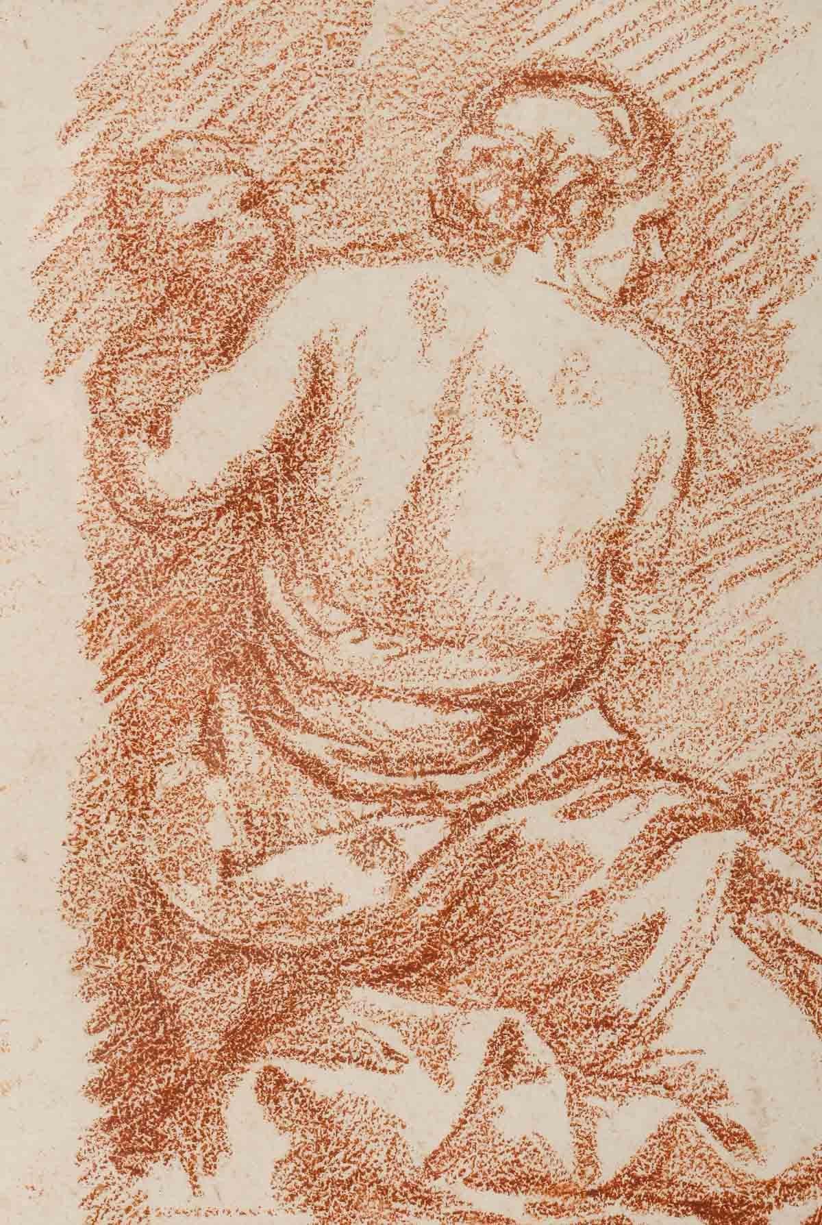 Baroque Sanguine on Paper by Jean Robert Ango (1710-1773), XVIIIth Century. For Sale