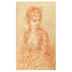 Sanguine Portrait of a Woman Napoleon I Period Early 19th Century