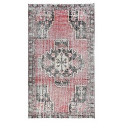 Vintage Sanguine Red Abrash Old Persian Hamadan Hand Knotted Distressed Clean Wool Rug