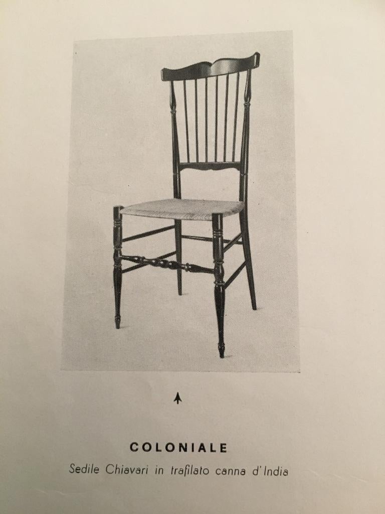 Ensemble de 8 chaises de salle à mangerColoniale à dossier haut Sanguineti  - Chiavari, Italie, années 1960 en vente 1